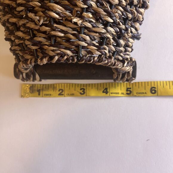 Woven Straw Baskets Oval Wood Handles Brown Nesting Set Of 3 Table Wall Rustic - Picture 15 of 16